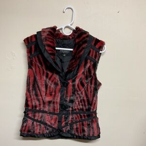 Red and Black Faux Fur Vest